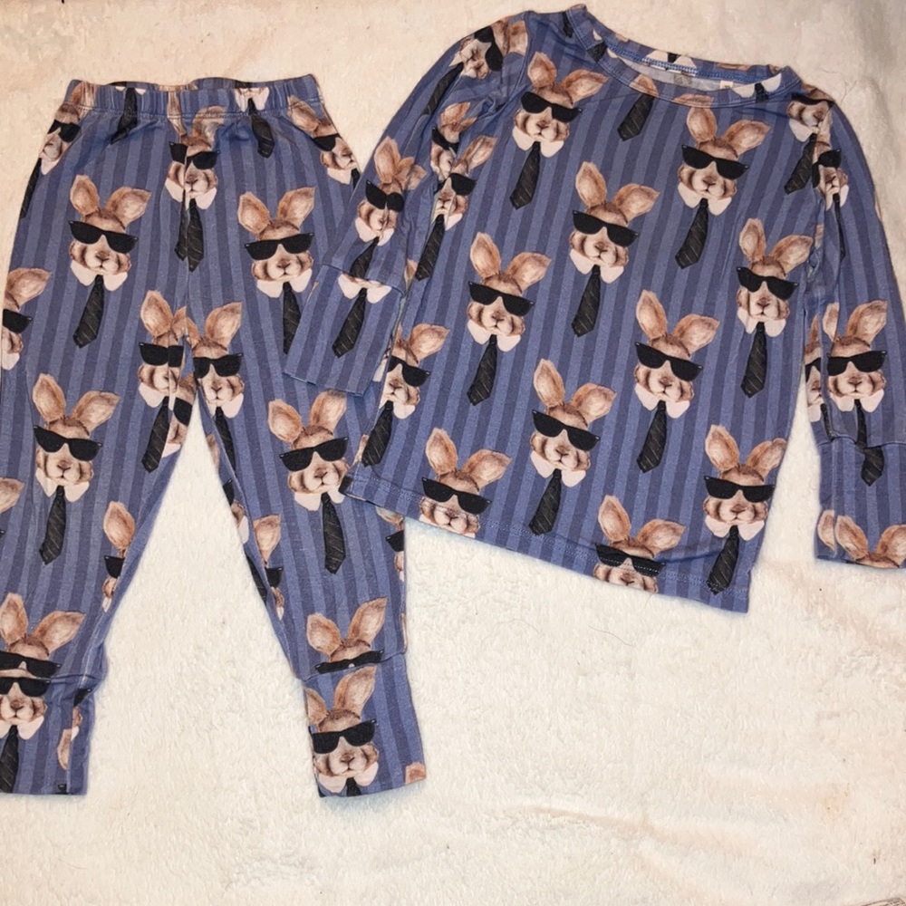 Posh Peanut “Bruno” Easter Bunny LS 2 Piece pajamas VGUC 12-18 months